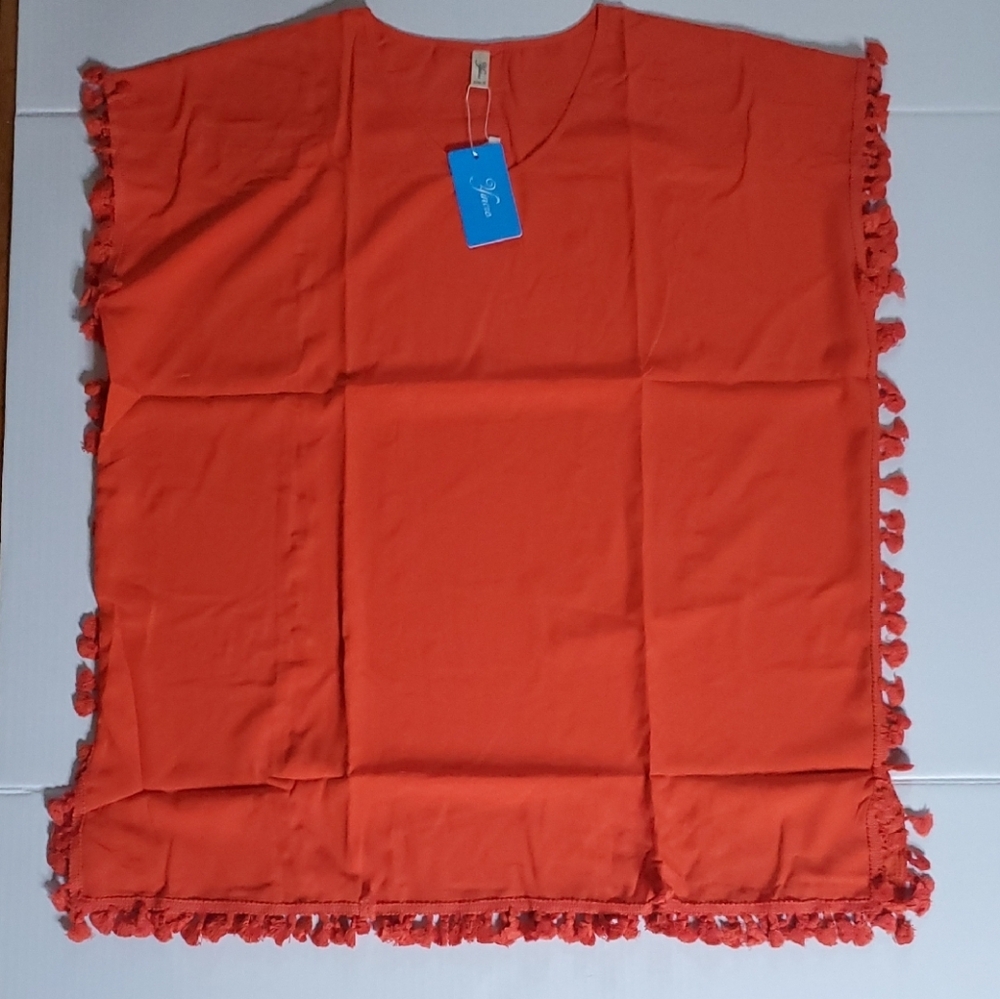 Orange Tassel Cover up